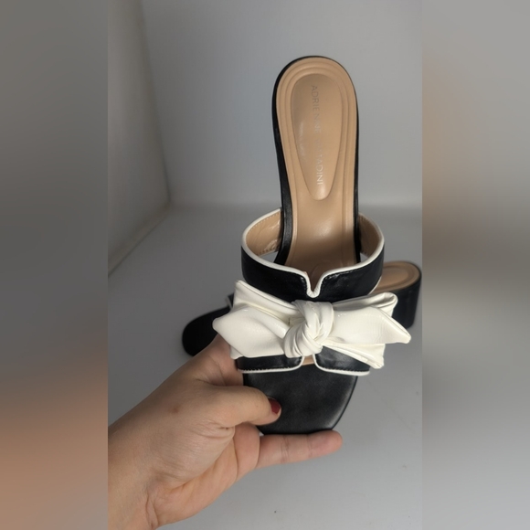 Adrienne Vittadini Black and White Bow Mules - Picture 7 of 7